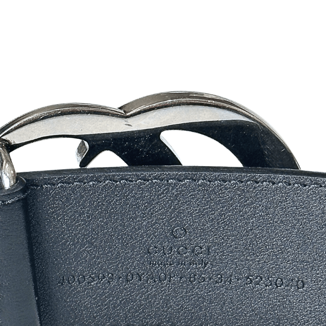 Gucci Silver Double G Leather Belt