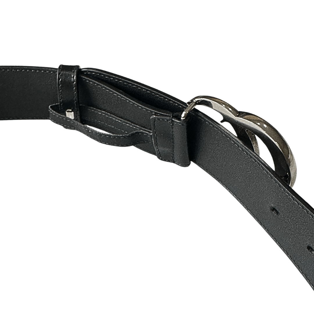 Gucci Silver Double G Leather Belt
