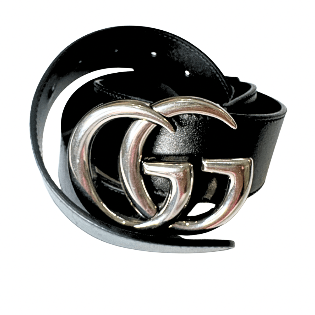 Gucci Silver Double G Leather Belt