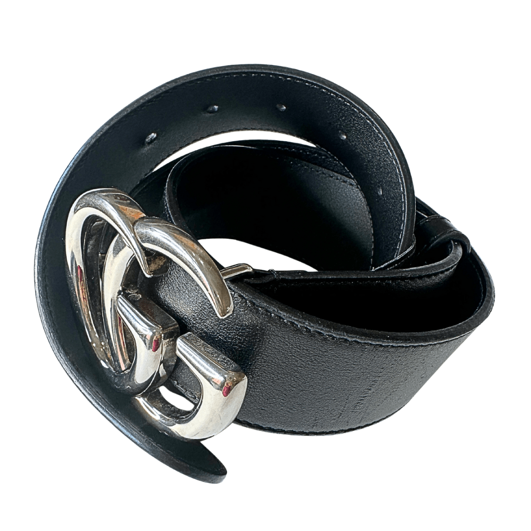 Gucci Silver Double G Leather Belt