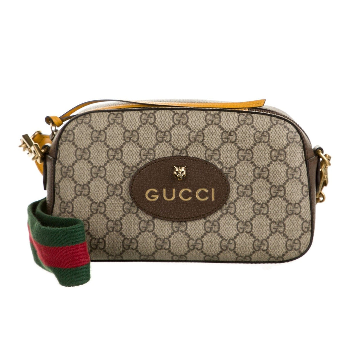 Gucci Messenger GG Supreme Green/Red Web Strap Brown/Yellow