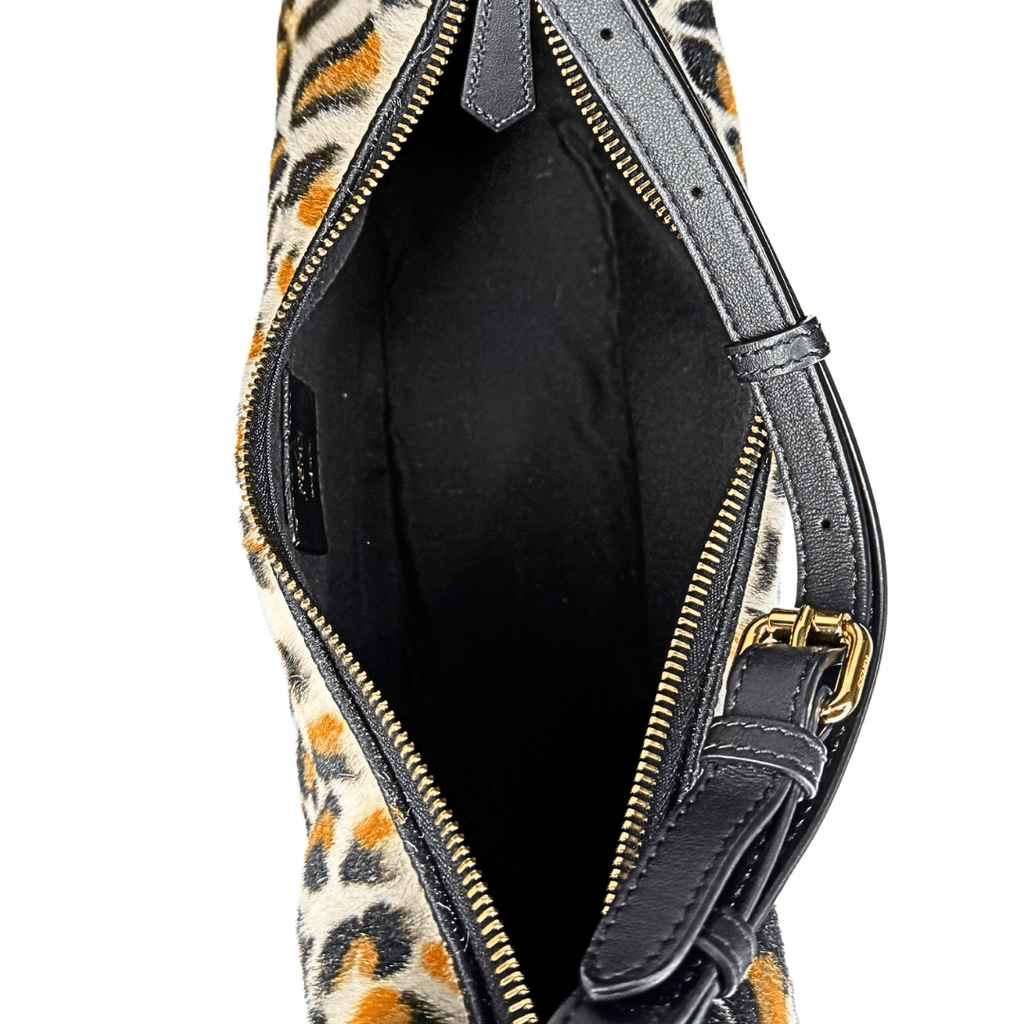 Fendi Fendigraphy Leopard Print Leather and Fur Handbag Hobo