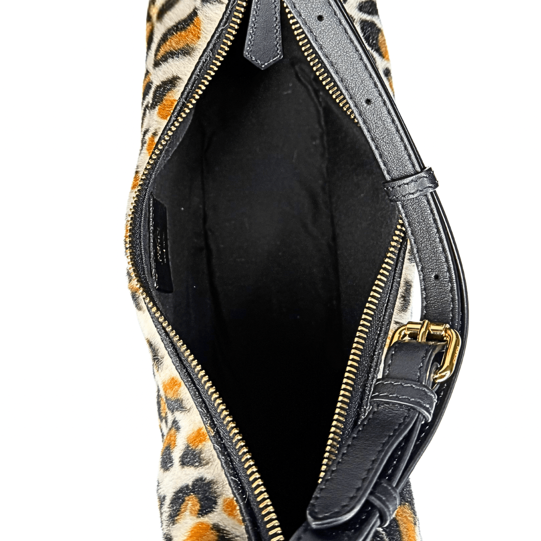 Fendi Fendigraphy Leopard Print Leather and Fur Handbag Hobo