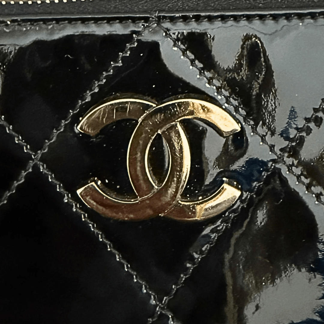 Chanel Quilted Patent Leather Chain Pochette