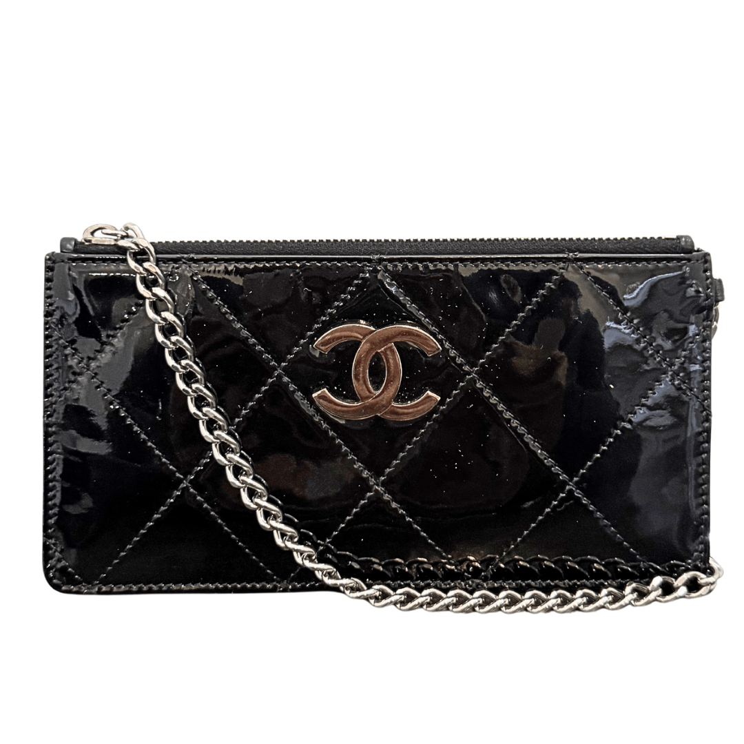 Chanel Quilted Patent Leather Chain Pochette