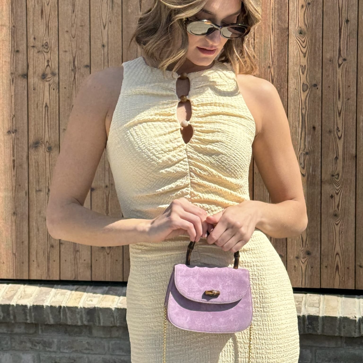 GUCCI アイボリー ミニワンピース XS Gucci Bamboo Super Mini 1947 Crossbody