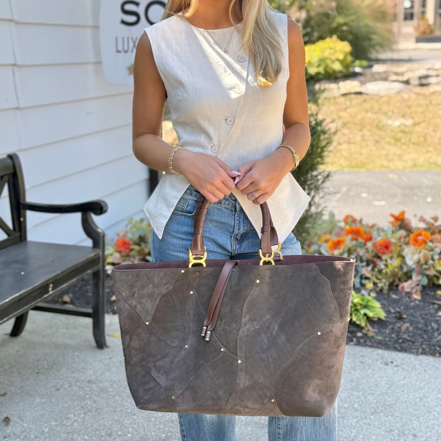 Chloe Large Suede Reversible Marcie Tote
