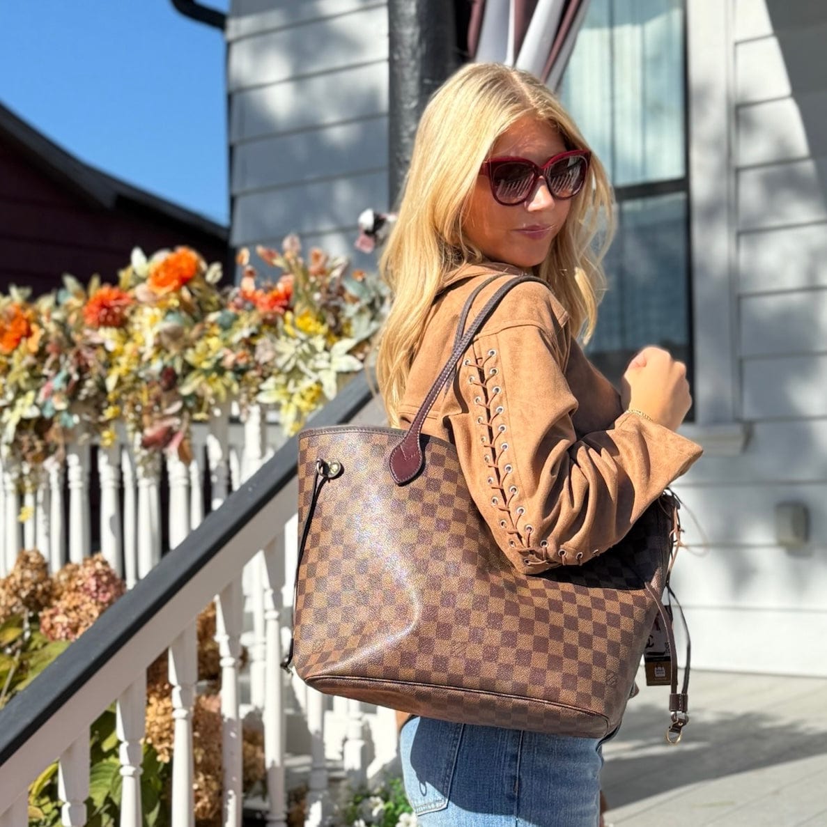 Louis Vuitton Damier Ebene Neverfull MM Tote