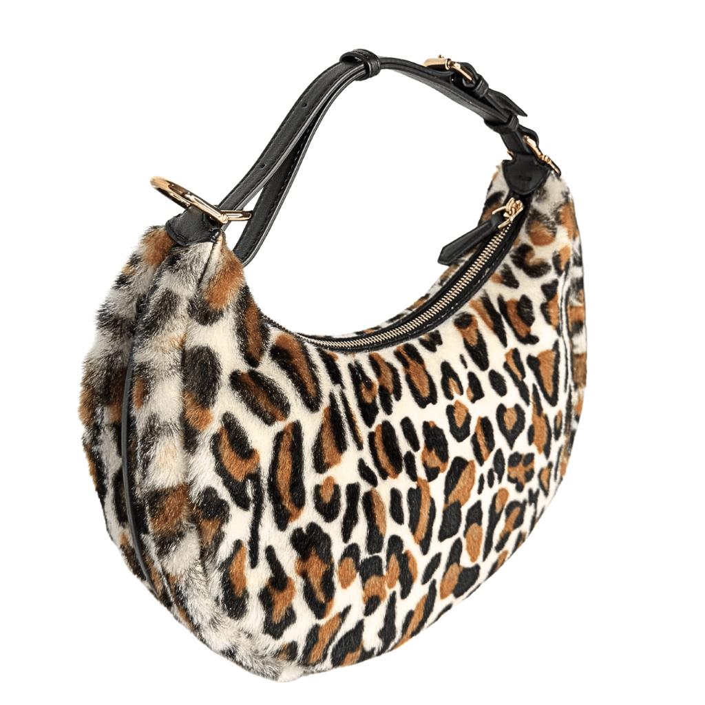 Fendi Fendigraphy Leopard Print Leather and Fur Handbag Hobo