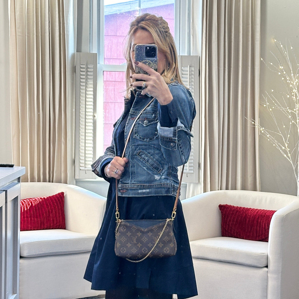 Louis Vuitton Monogram Navy Pallas Clutch Crossbody