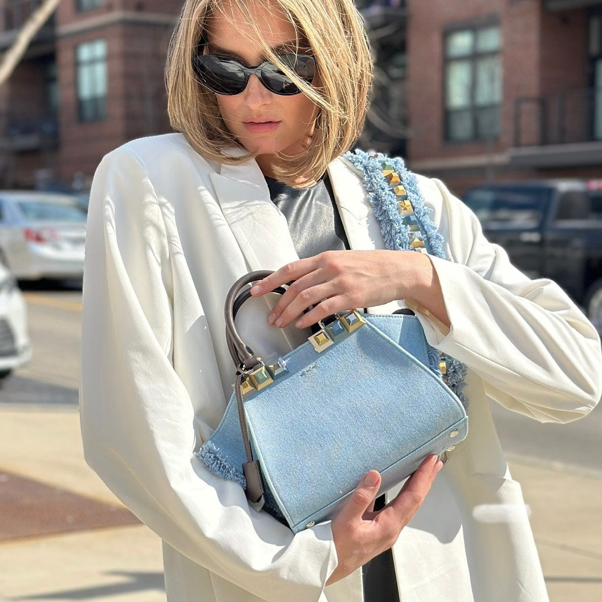 Fendi Mini 3Jours Denim Top Handle Bag