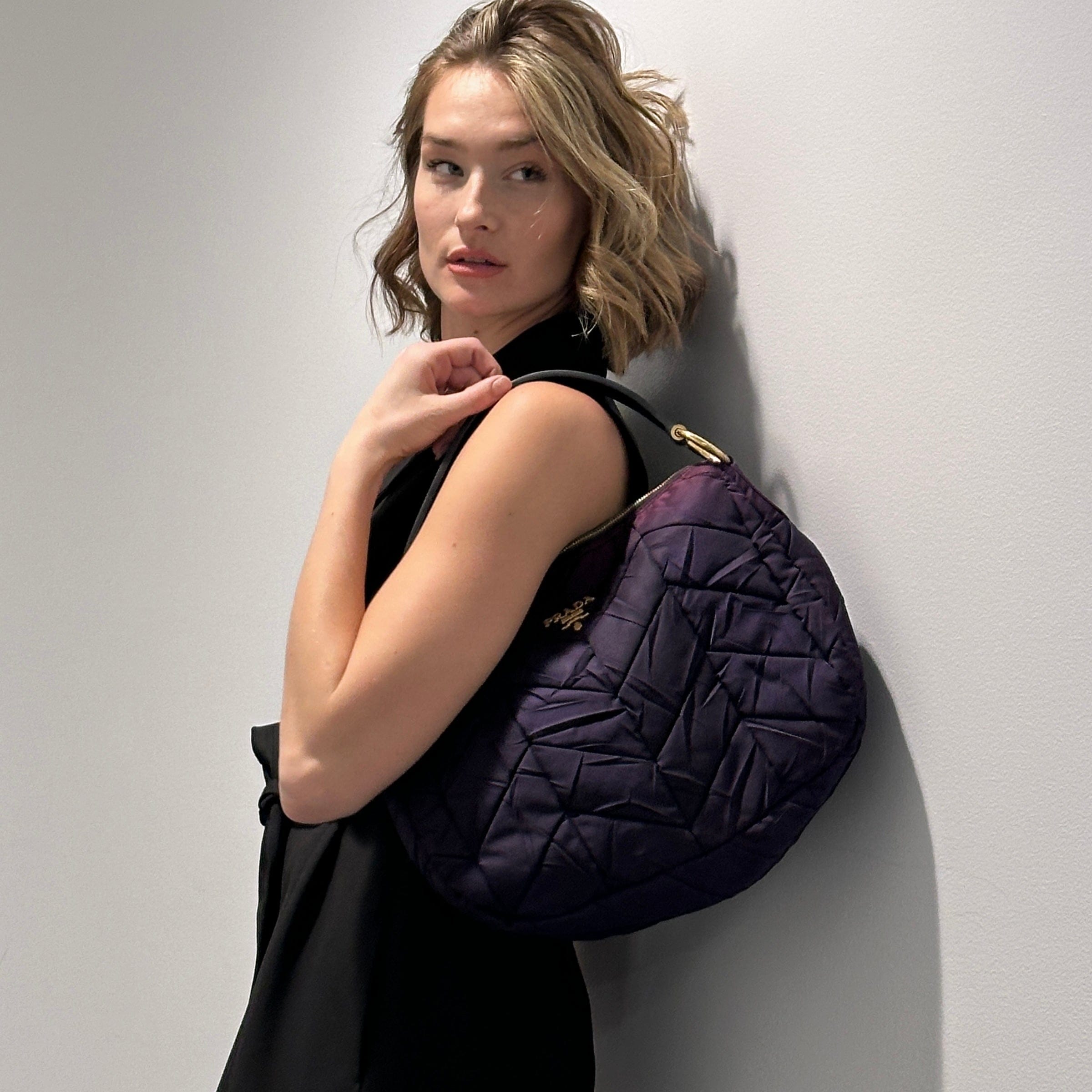 Prada Large Ombre Quilted Chevron Tessuto Zip Satchel