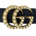 Faux Pearl Accents Leather Belt