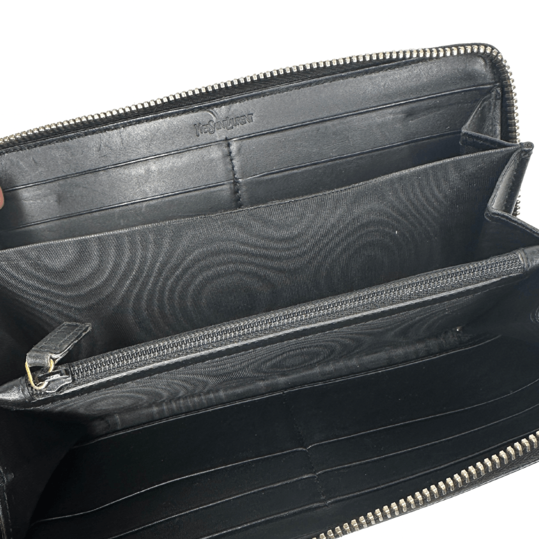 Saint Laurent Patent Leather Contental Zip Around Wallet