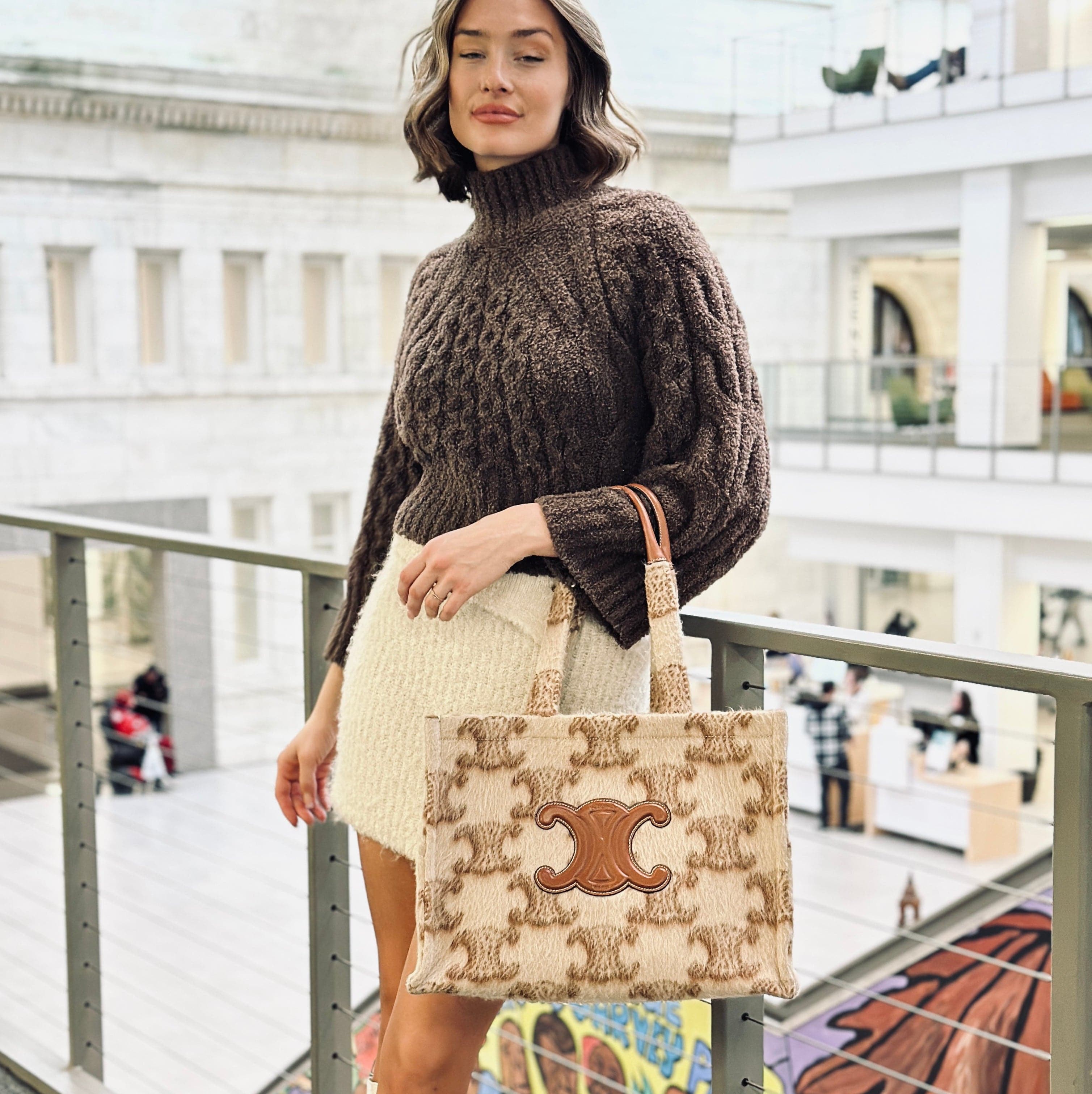 Celine Mohair Triomphe Cabas Thais Bag