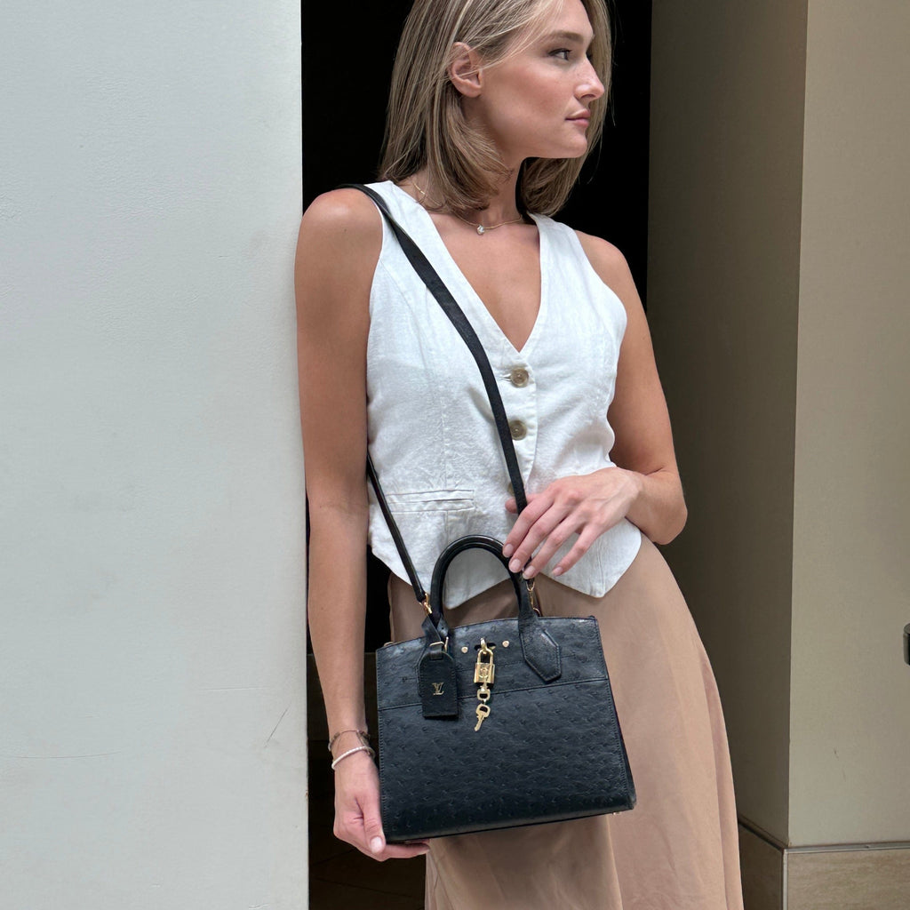 Louis Vuitton Ostrich City Steamer PM Bag