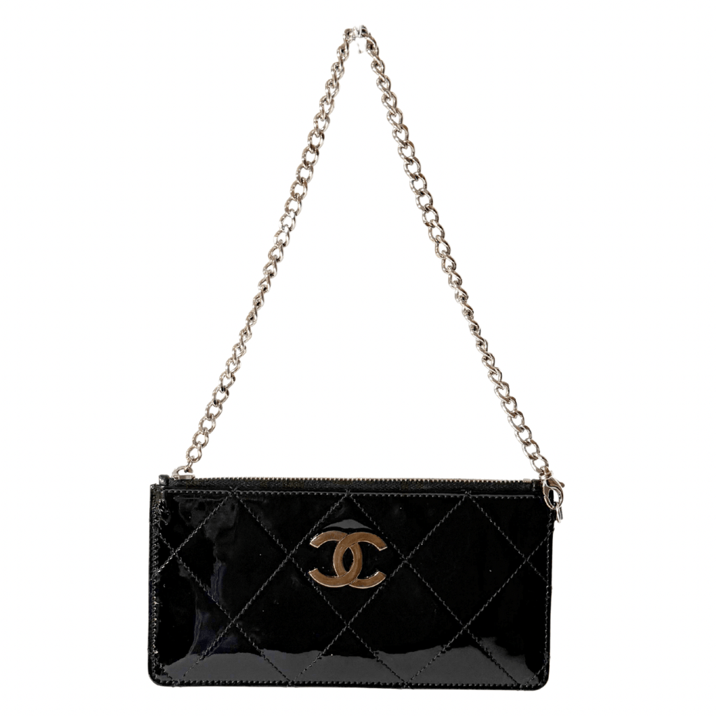 Chanel Quilted Patent Leather Chain Pochette