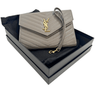 Saint Laurent Grain Leather Cassandre Flap Pouch Wristlet Clutch