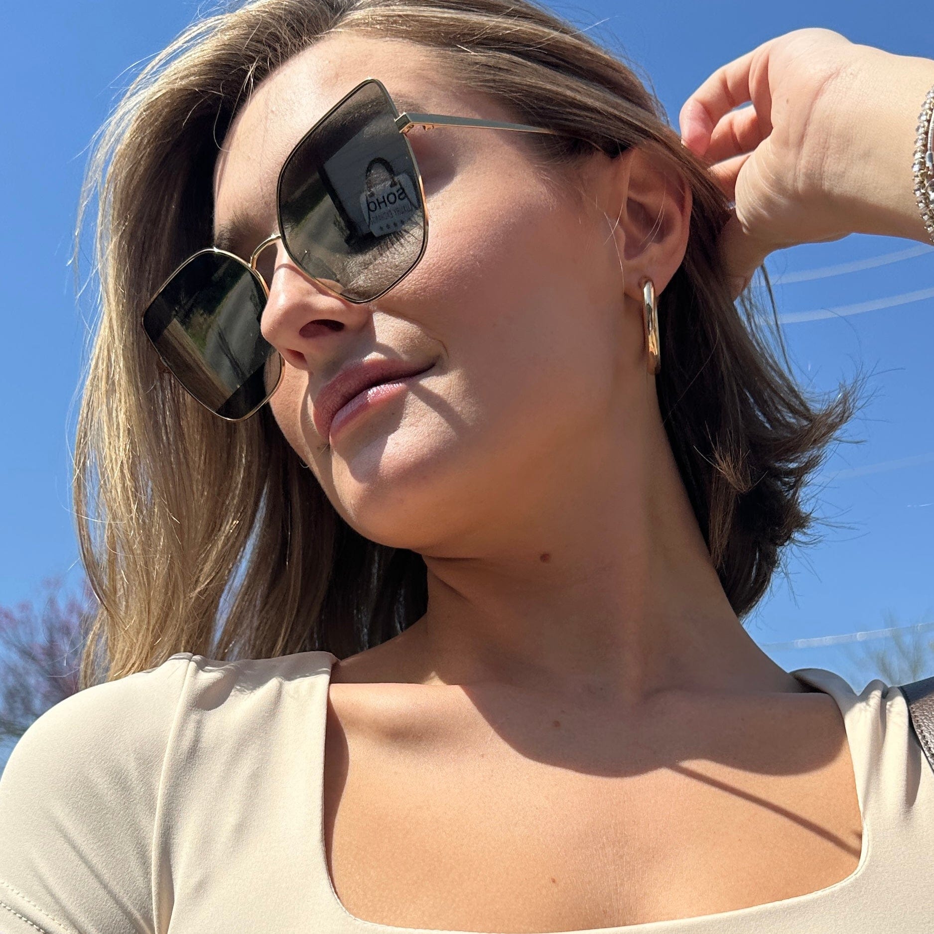 Fendi Women’s Mirrored Gold Metal Butterfly Sunglasses