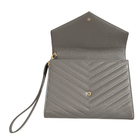 Saint Laurent Grain Leather Cassandre Flap Pouch Wristlet Clutch