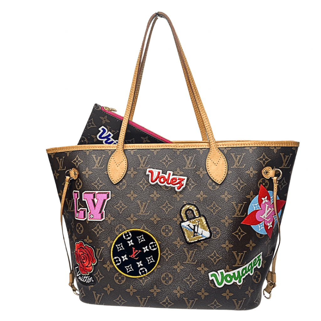 Louis Vuitton Monogram Neverfull MM Patches Tote w/ Pouch