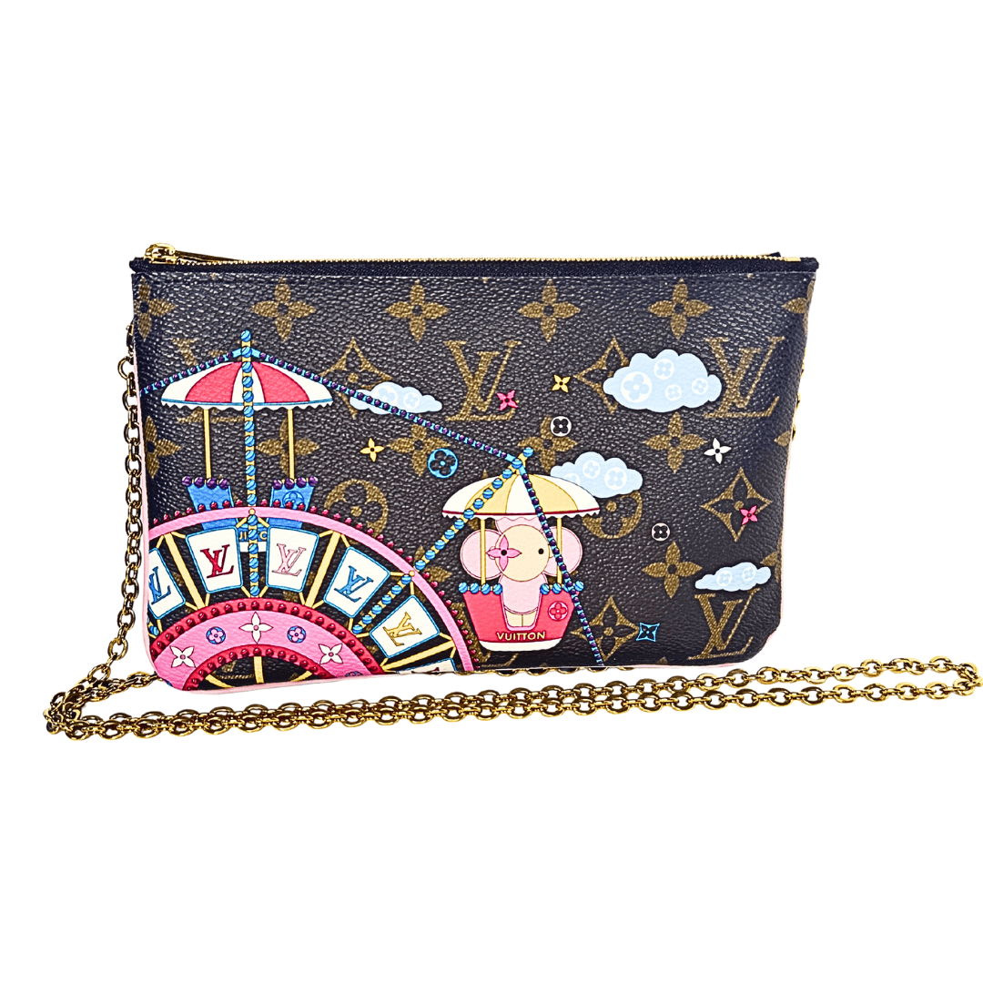 Louis Vuitton Monogram Big Wheel Double Zip Pochette