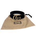 Faux Pearl Accents Leather Belt