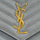 Saint Laurent Grain Leather Cassandre Flap Pouch Wristlet Clutch