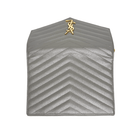 Saint Laurent Grain Leather Cassandre Flap Pouch Wristlet Clutch