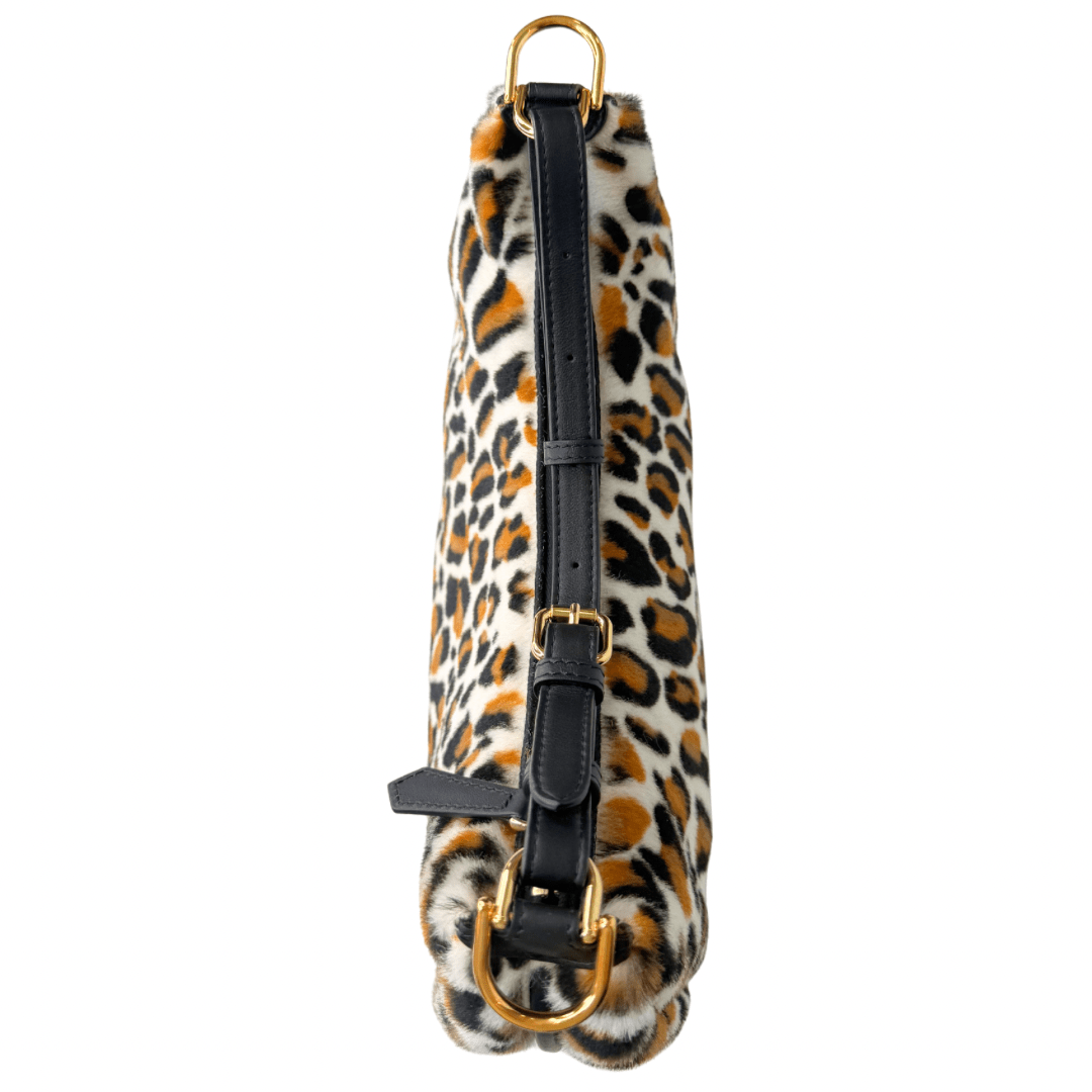 Fendi Fendigraphy Leopard Print Leather and Fur Handbag Hobo