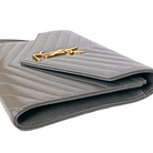 Saint Laurent Grain Leather Cassandre Flap Pouch Wristlet Clutch