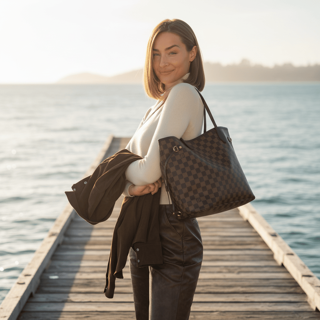 Louis Vuitton Damier Ebene Neverful MM w/ Pouch