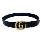 Faux Pearl Accents Leather Belt
