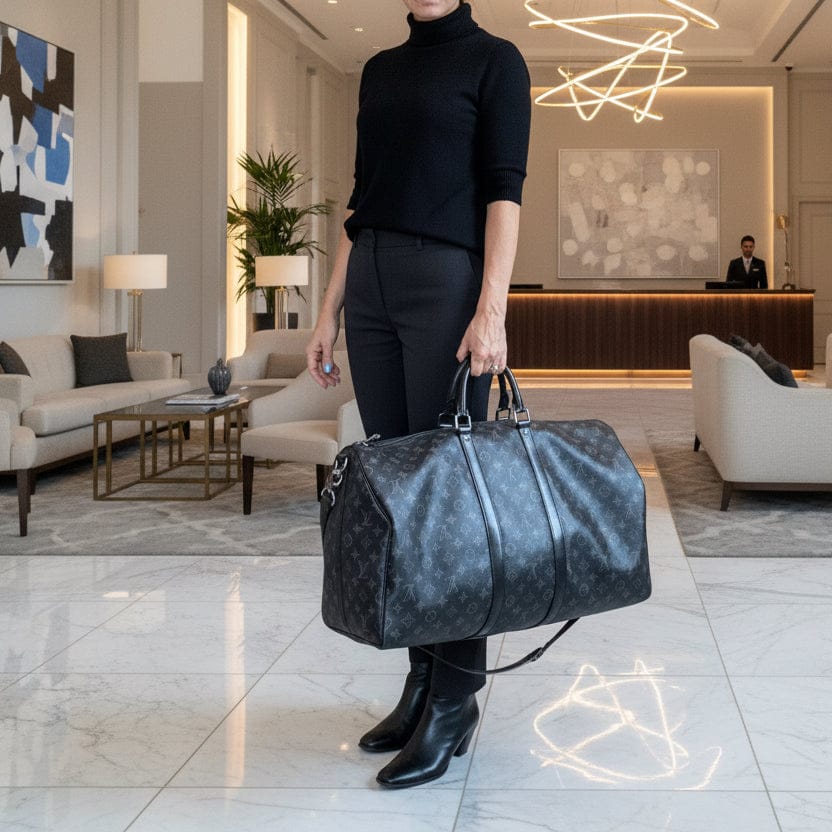 Louis Vuitton Monogram Eclipse Keepall Bandouliere 55 Weekender Bag