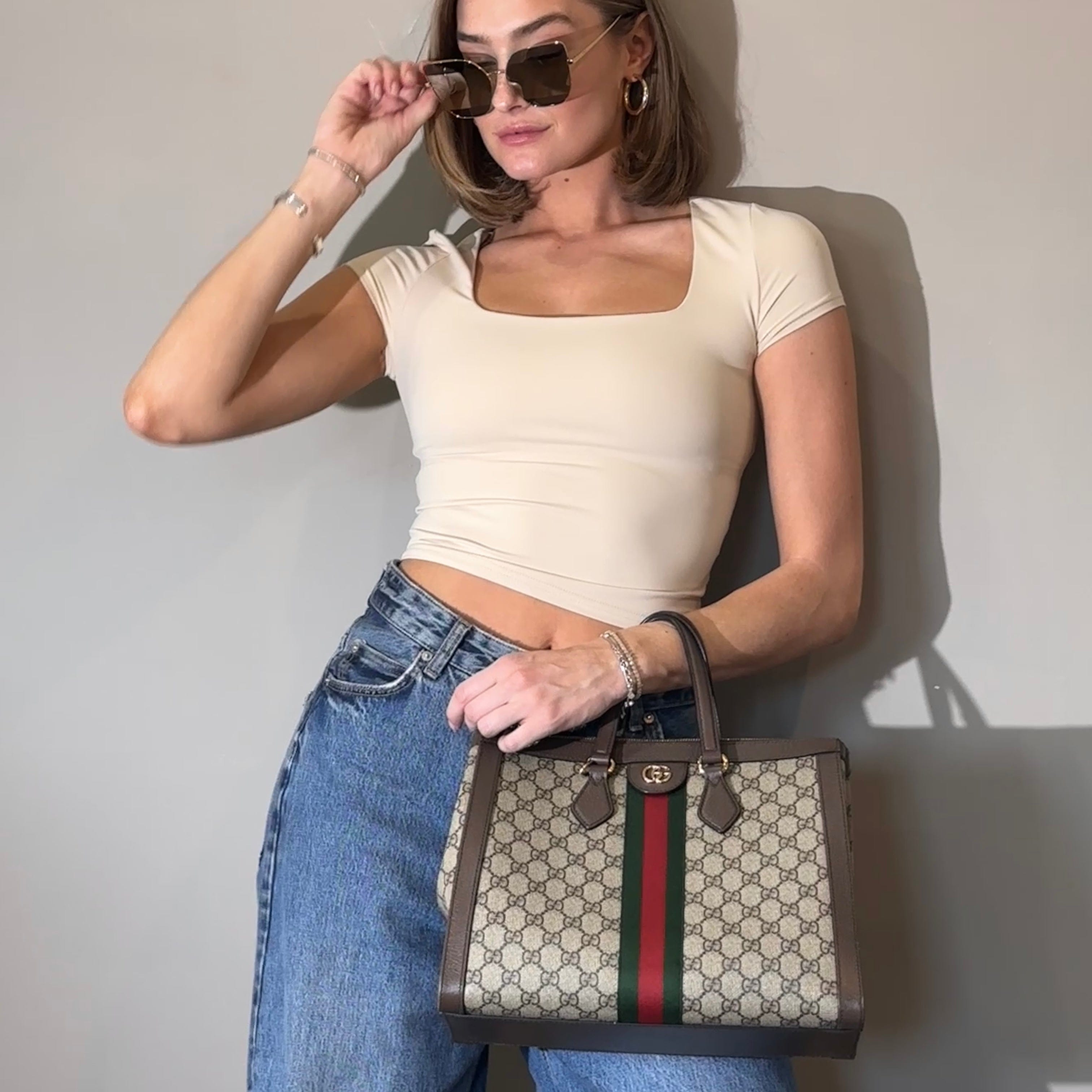 Gucci Medium Ophidia Top Handle Bag & Strap