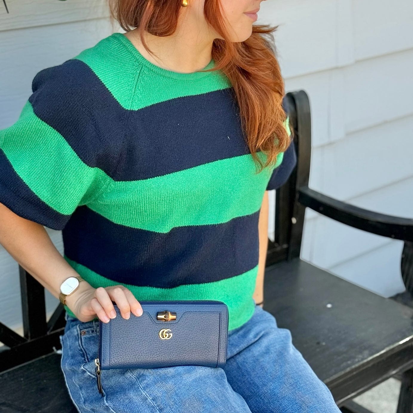 Gucci Double G Logo Bamboo Continental Wallet