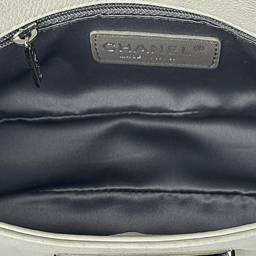 Chanel White Calfskin Mademoiselle Lock Bijoux Chain Flap