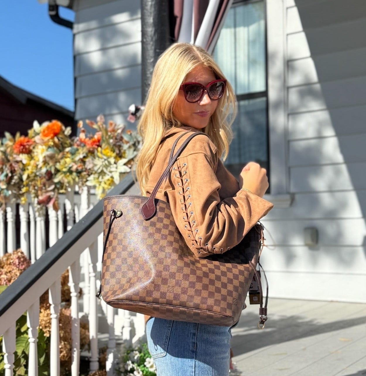 Louis Vuitton Damier Ebene Neverfull MM Tote
