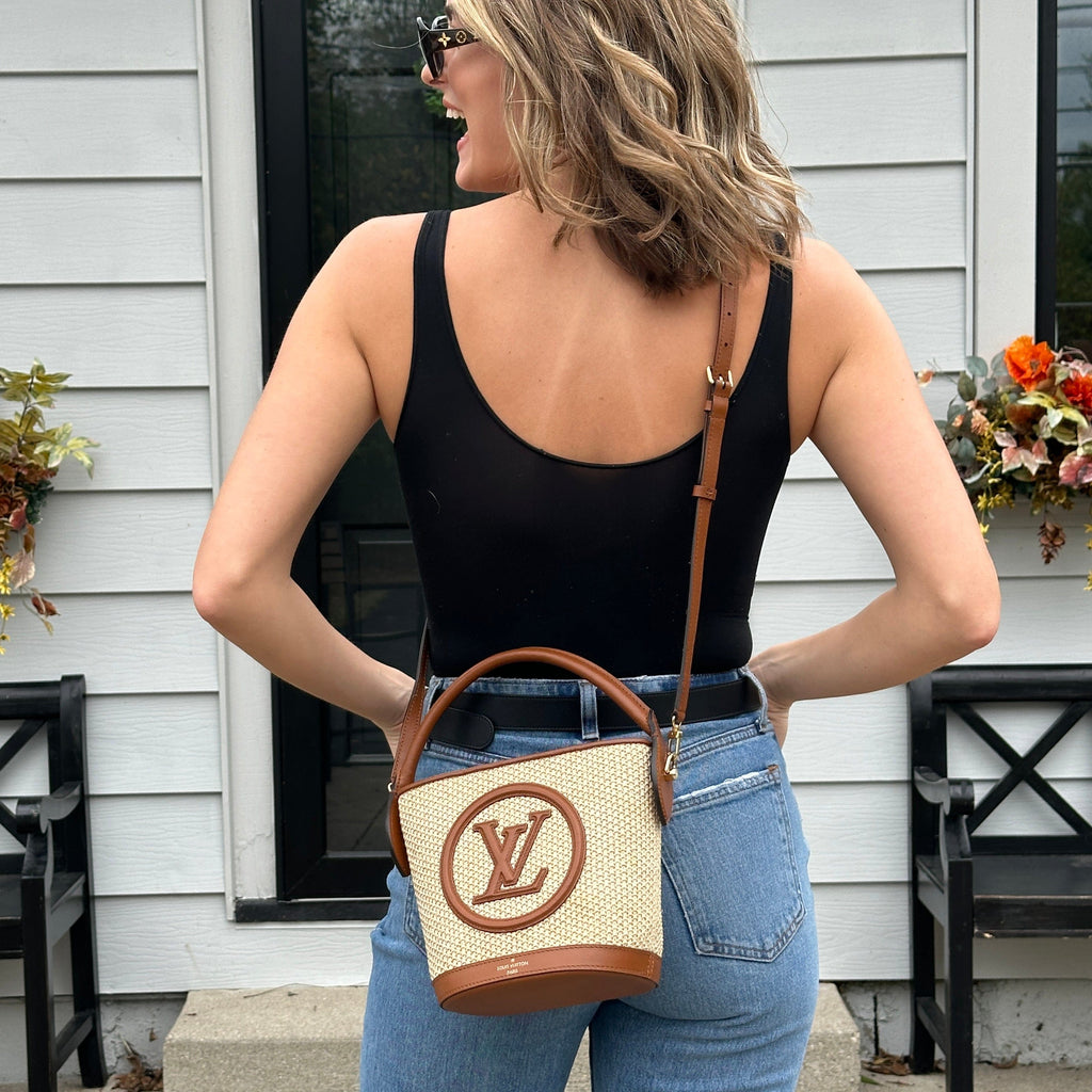 Louis Vuitton Raffia Petit Bucket Tote