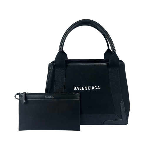 Balenciaga Cabas Canvas Logo Tote with Pouch