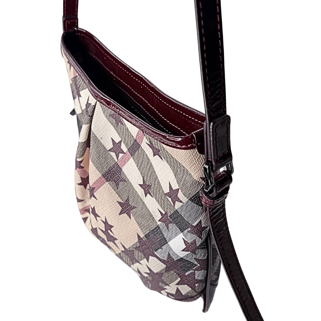 Burberry Patent Supernova Check Stars Small Julia Crossbody Bag