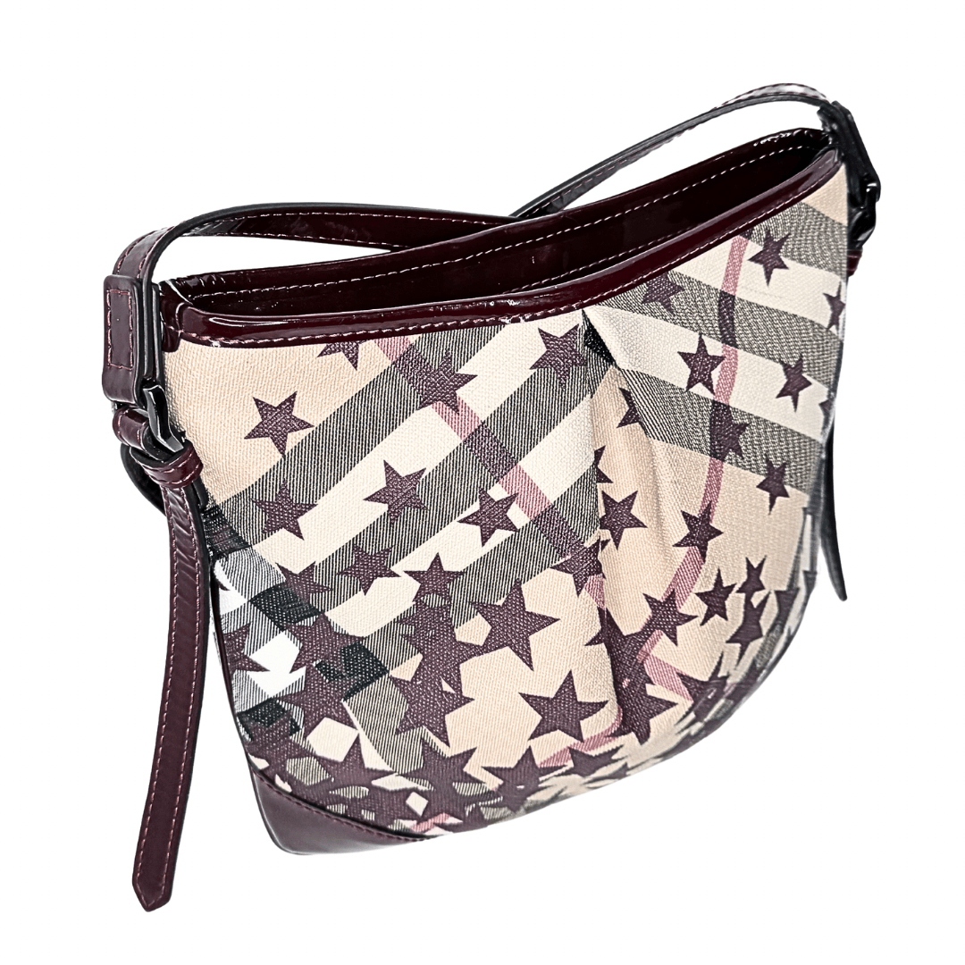 Burberry Patent Supernova Check Stars Small Julia Crossbody Bag