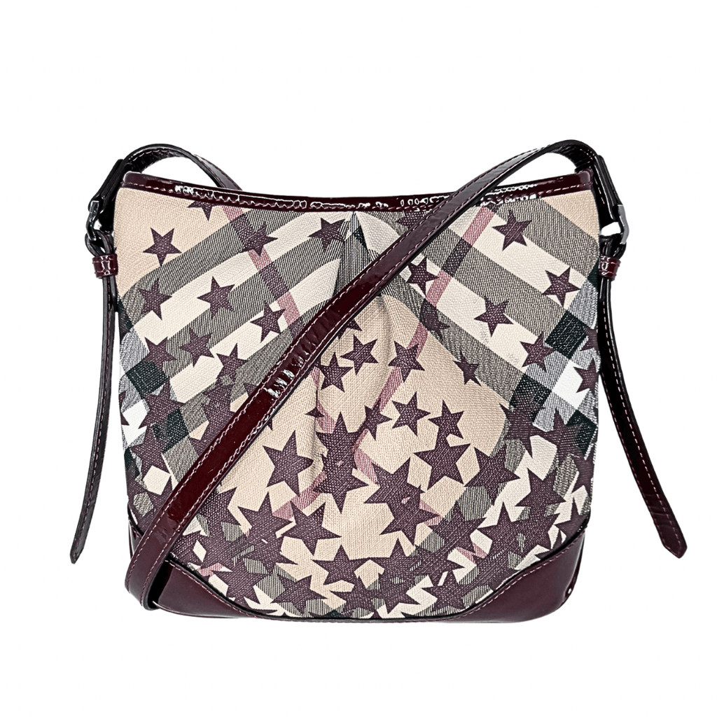 Burberry Patent Supernova Check Stars Small Julia Crossbody Bag