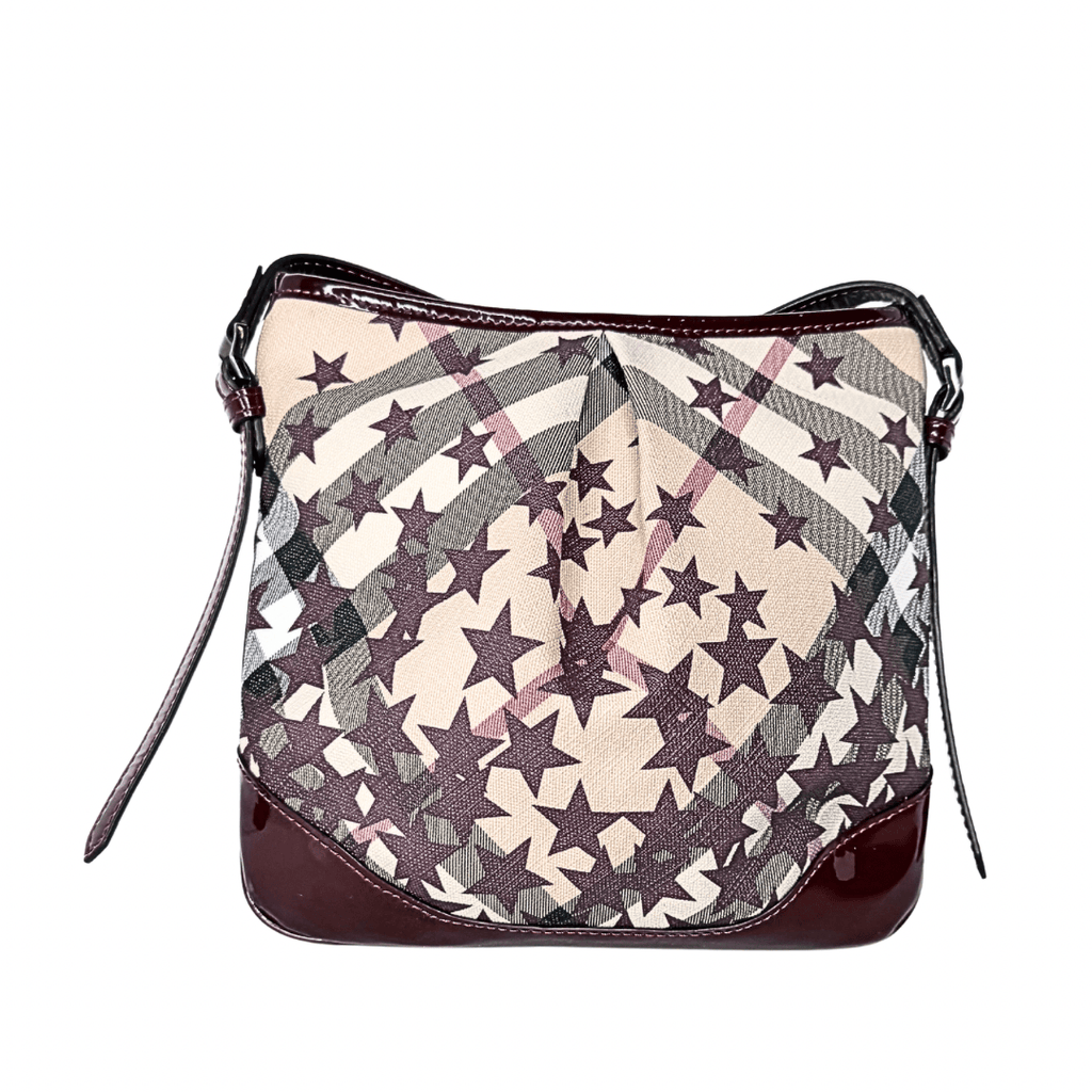 Burberry Patent Supernova Check Stars Small Julia Crossbody Bag
