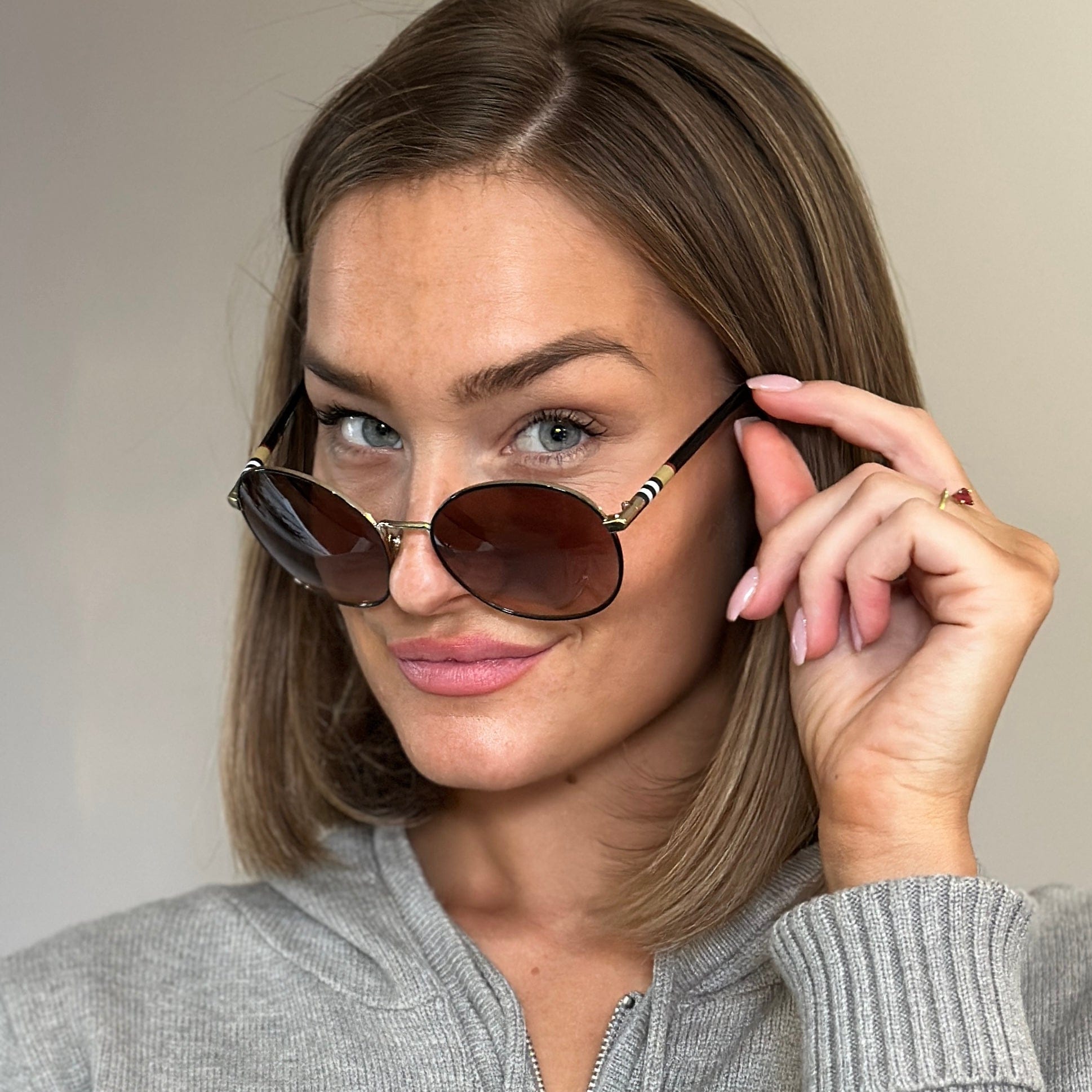 Burberry Round Check Sunglasses