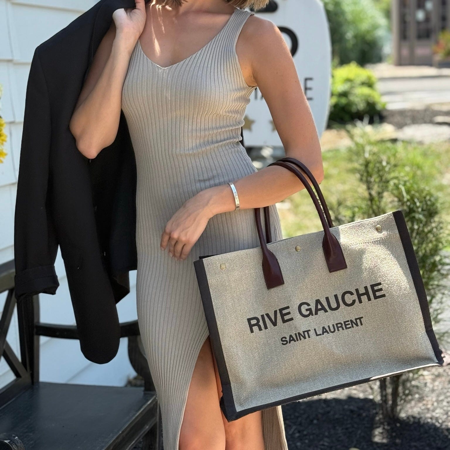 【関税込み】saint laurent Rive Gauche' large shopping bag RIVE GAUCHE large tote bag in smooth leather | Saint Laurent