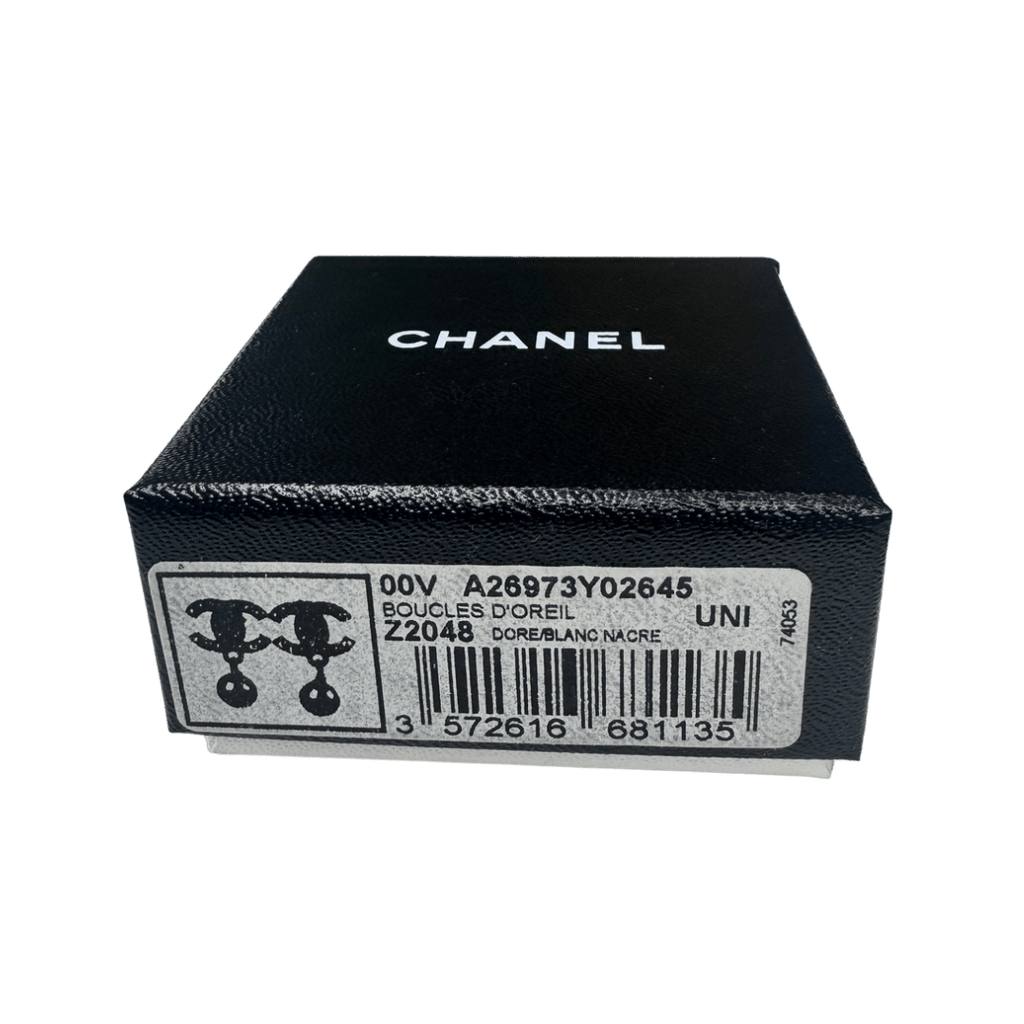Chanel CC Pearl Drop Earrings