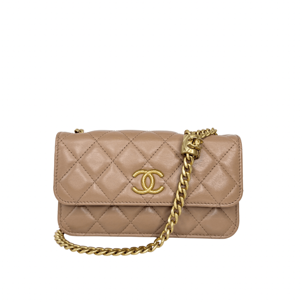 Chanel Quilted Flap Crush Phone Holder with Chain