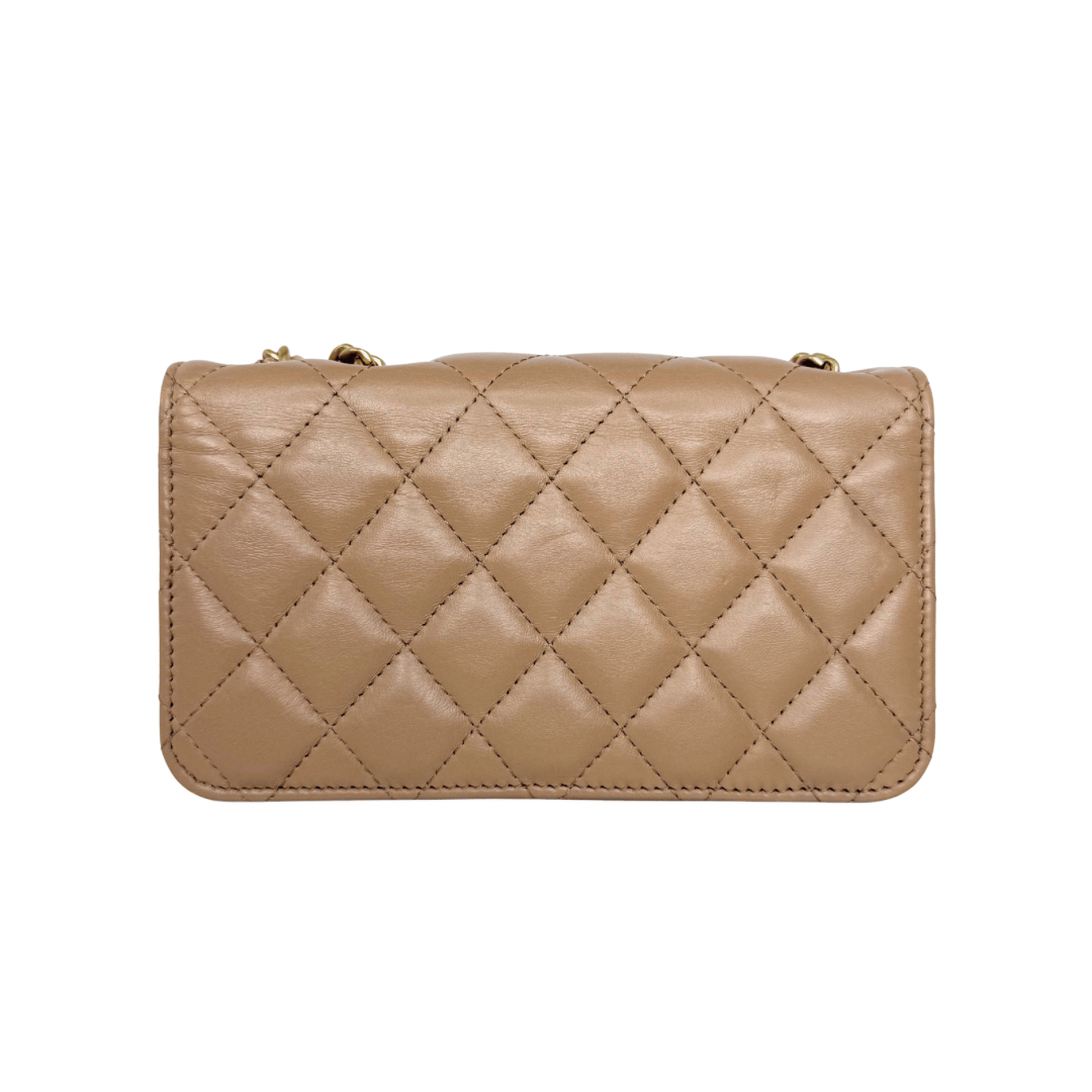 Chanel Quilted Flap Crush Phone Holder with Chain