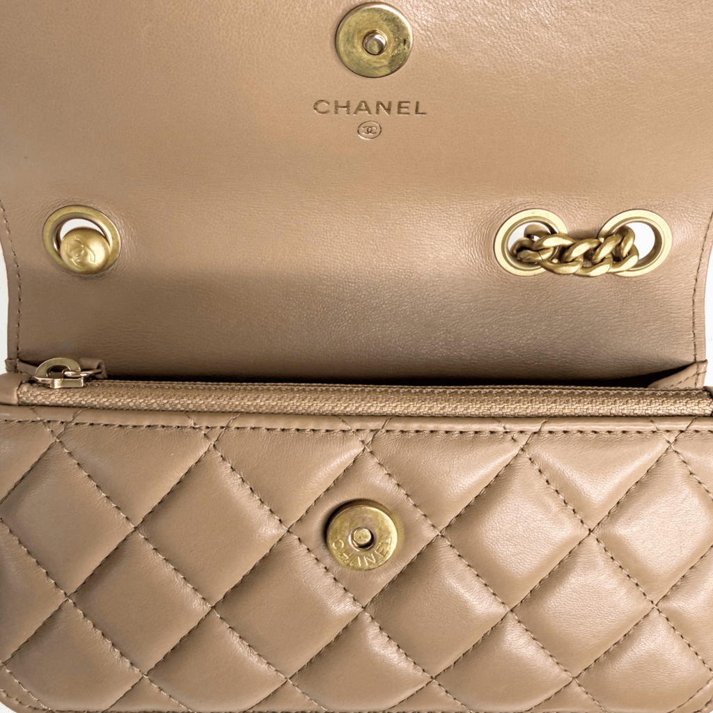 Chanel Quilted Flap Crush Phone Holder with Chain
